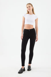 Jean skinny noir pour femme Sira