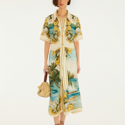 Off-White Royal Sea Collared Midi Dress