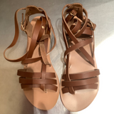 Ancient Greek Sandals Eleftheria braided sandals in natural nappa leather, handmade in Greece