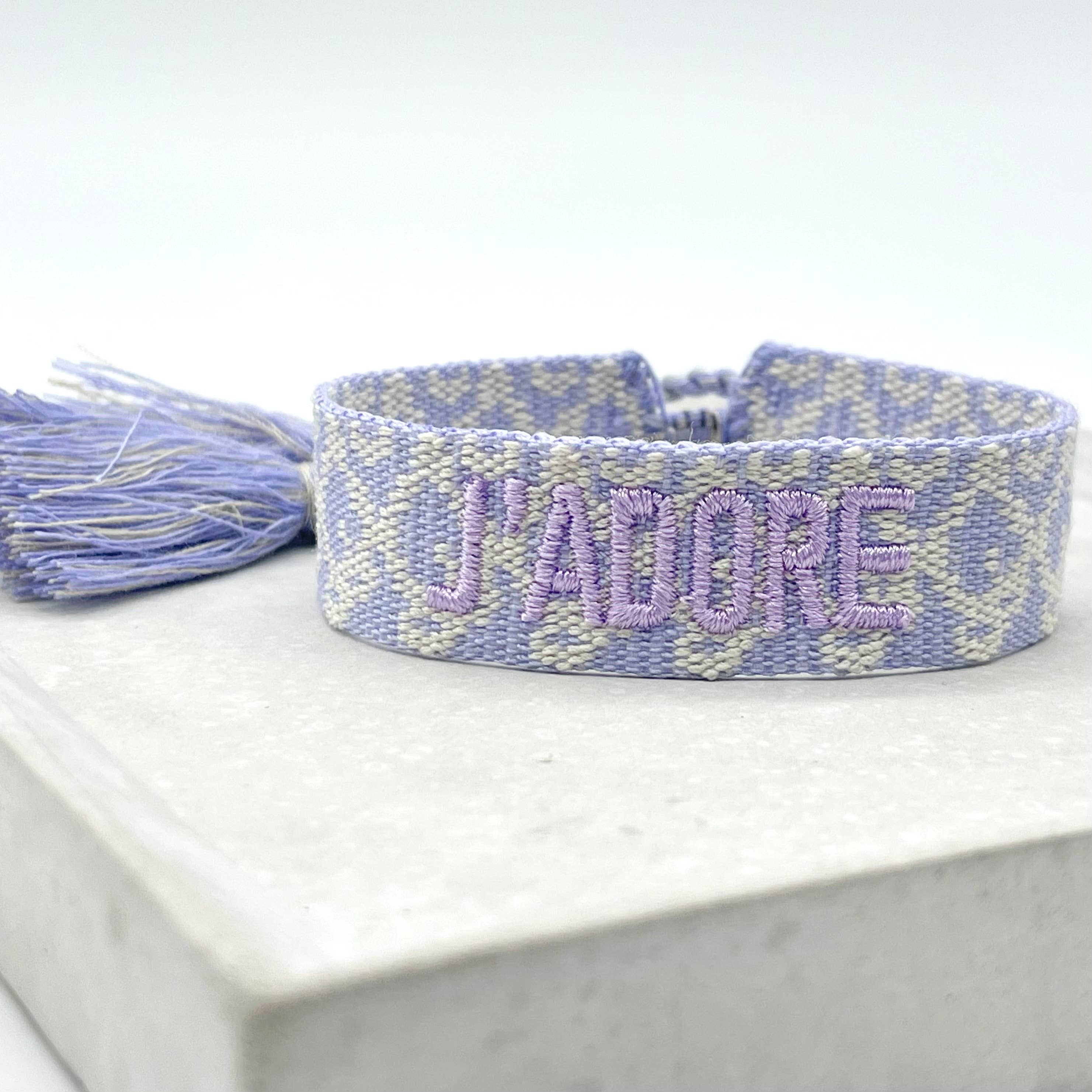 J'ADORE statement bracelet woven, embroidered