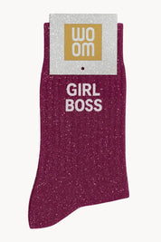 "Girl Boss" Message Glitter Socks - Purple