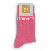 "Fashionista" Message Glitter Socks - Pink
