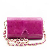 Elegant fuchsia pink leather shoulder bag by Aetalia, designed for a chic and stylish look.