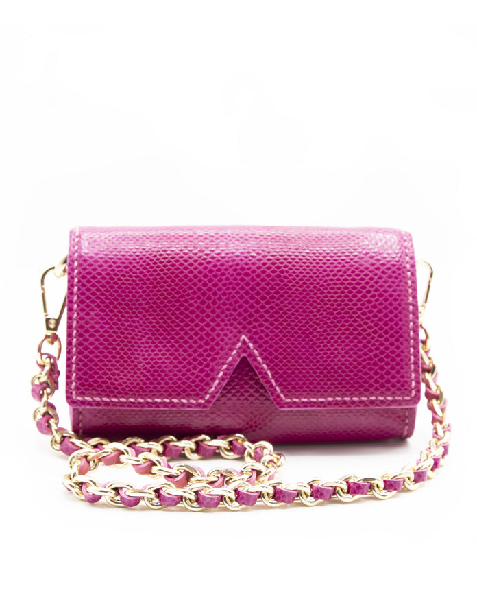 Elegant fuchsia pink leather shoulder bag by Aetalia, designed for a chic and stylish look.