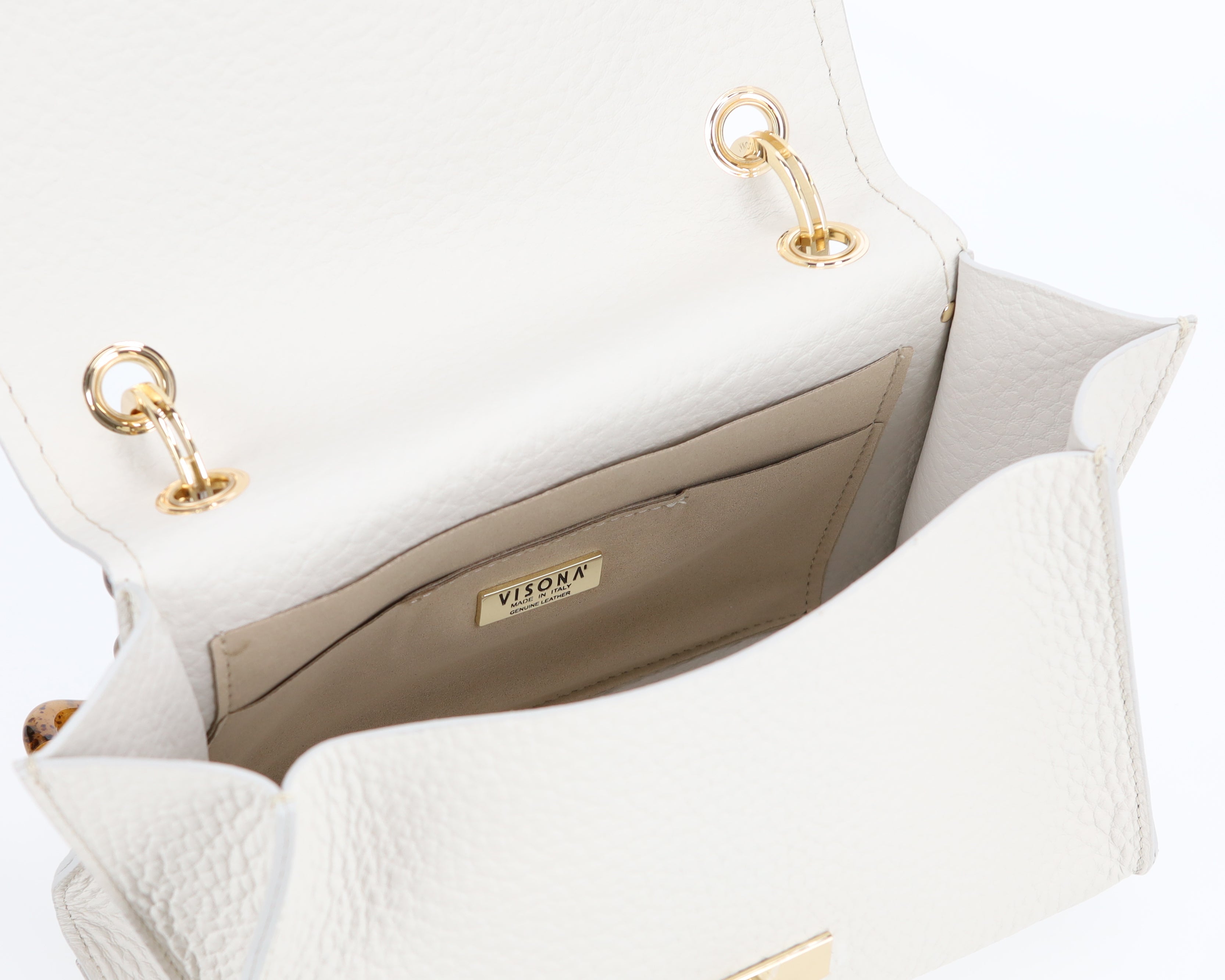 Sac bandoulière en cuir crème Plinio Visonà AMBRA