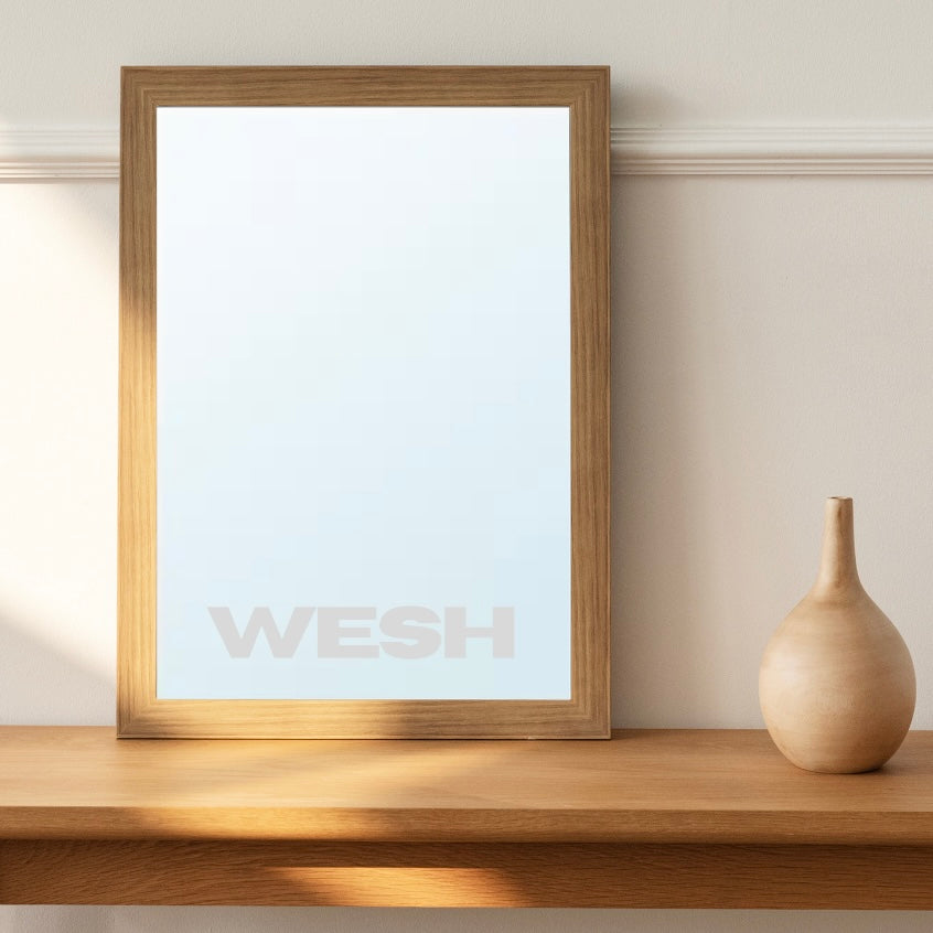 A stylish A4 mirror featuring the french urban expression 'Wesh', which means "What's up?" or "Hey" in English