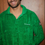 Grüner Frottee-Polopullover