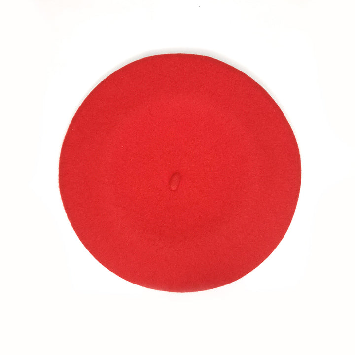 Ulaland's Hand-embroidered Beret Alegria in Red Wool-felt 