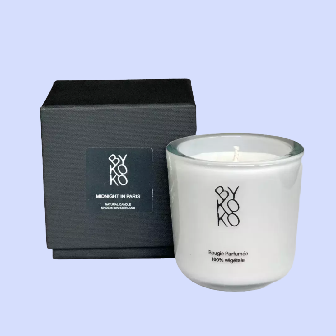Bykoko Midnight in Paris 150g Grey Glass Candle - Amber Vanilla
