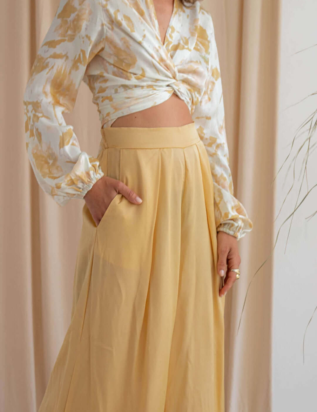  COSSAC-Palazzo Gold Yellow Pants - Sustainable Fashion | Cossac Studio-2