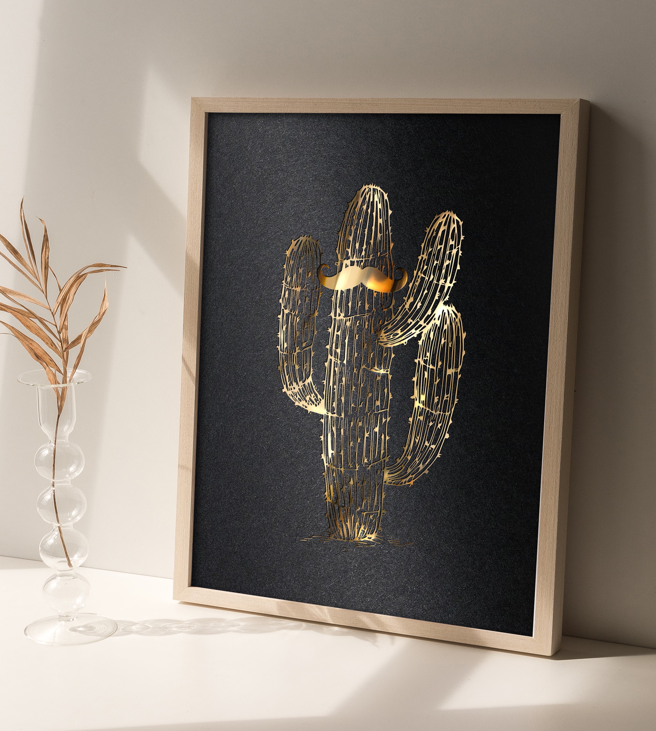 Cactus stacki or by Arteonn Letterpress Displayed in Home Setting