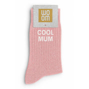 Pinkglitter  sock with 'COOL MUM' text