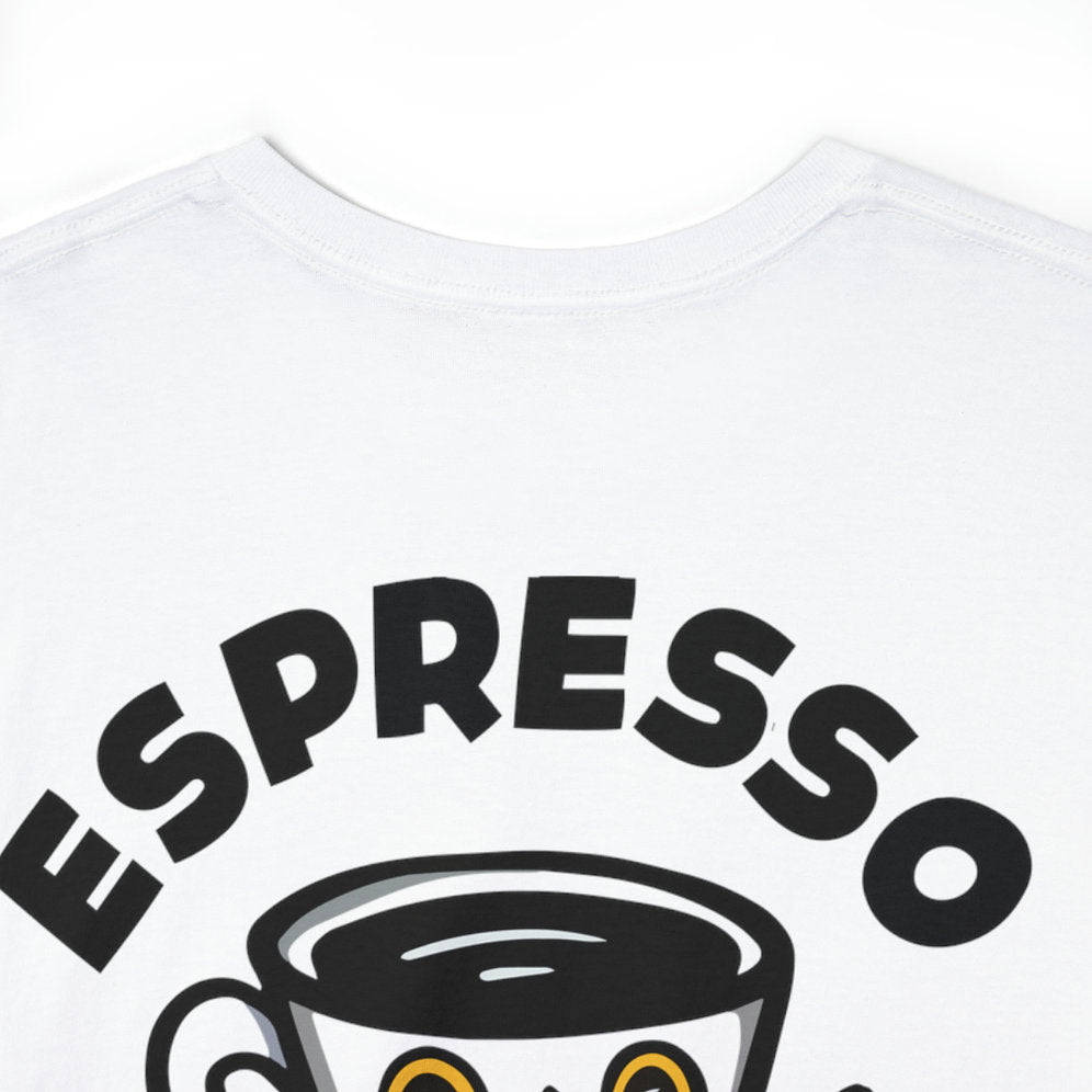 Espresso Time T-Shirt by Geneva Artist Rodrigue Close Up View