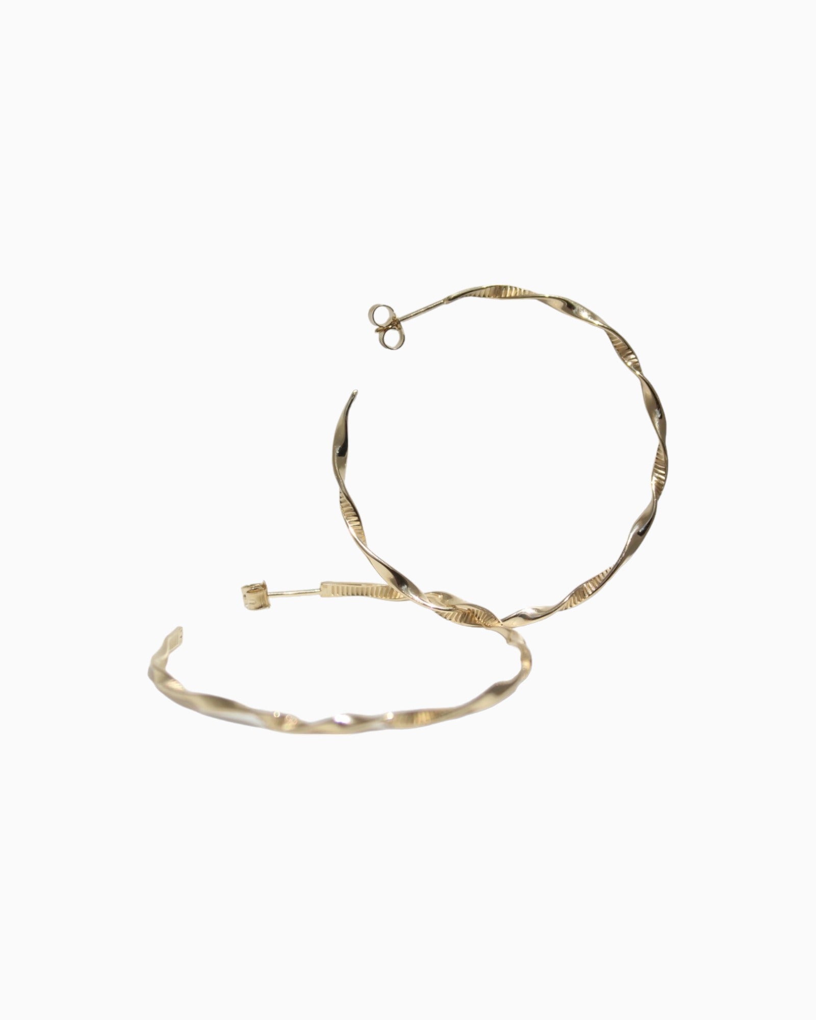 Handmade Gold Earrings Wavy L #02 with 5 micron gold
