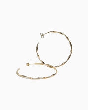Handmade Gold Earrings Wavy L #02 with 5 micron gold