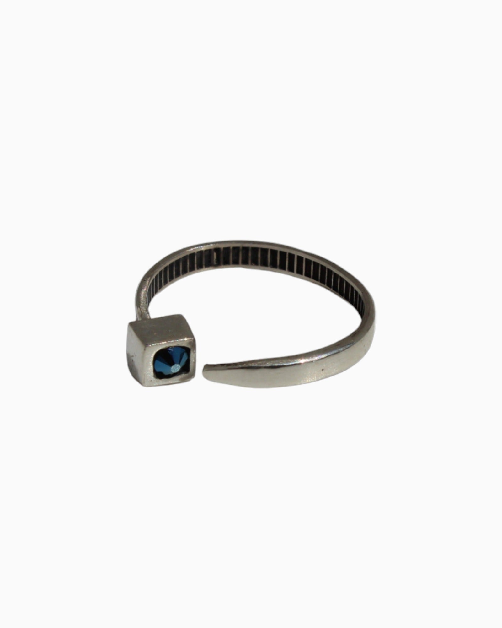 Handmade Silver Ring with blue Swarovski