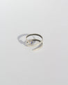FANN! Calliophis triple silver ring with green purple Swarovski crystal