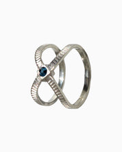 Handmade Silver Ring with blue Swarovski