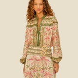 Woman wearing the FARM Rio Palm Dream Mini Skirt