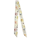 Baltea Vive le Printemps floral silk twilly scarf in beige