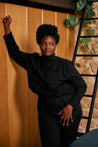 Black Long Sleeved Wool Crepe blouse by KS Vestiaire Intemporel available in all sizes from 34 to 50