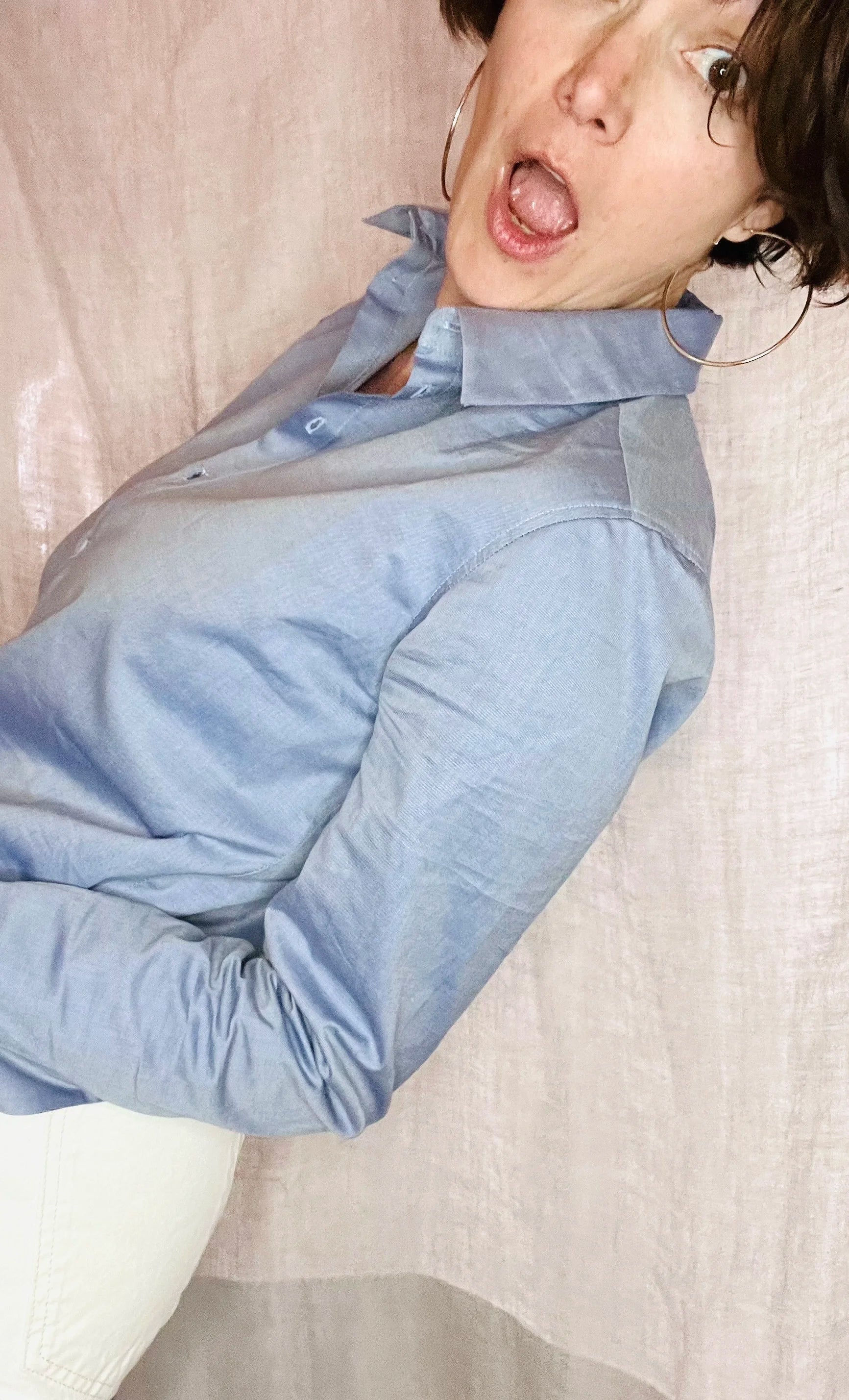 KS Vestiaire intemporel chemise femme coton bleu ciel