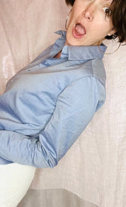 KS Vestiaire intemporel chemise femme coton bleu ciel