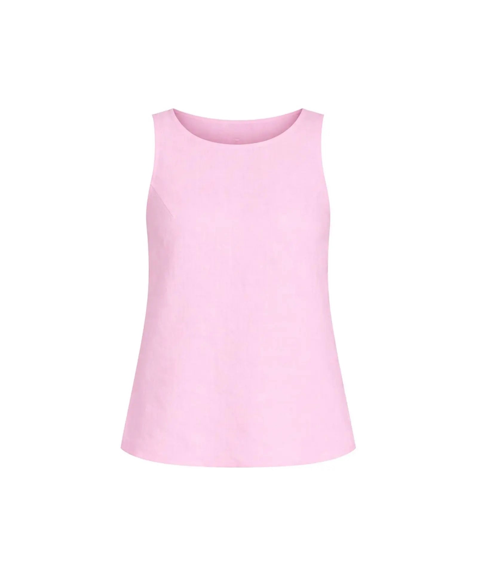 Front view of LANIUS pink organic linen tank 