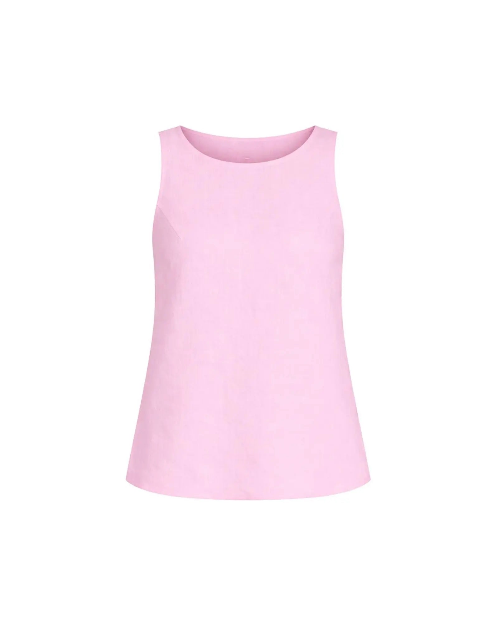 Front view of LANIUS pink organic linen tank 