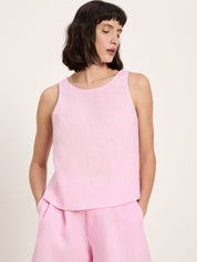 Pink Linen Sleeveless Top ✦ Orchid
