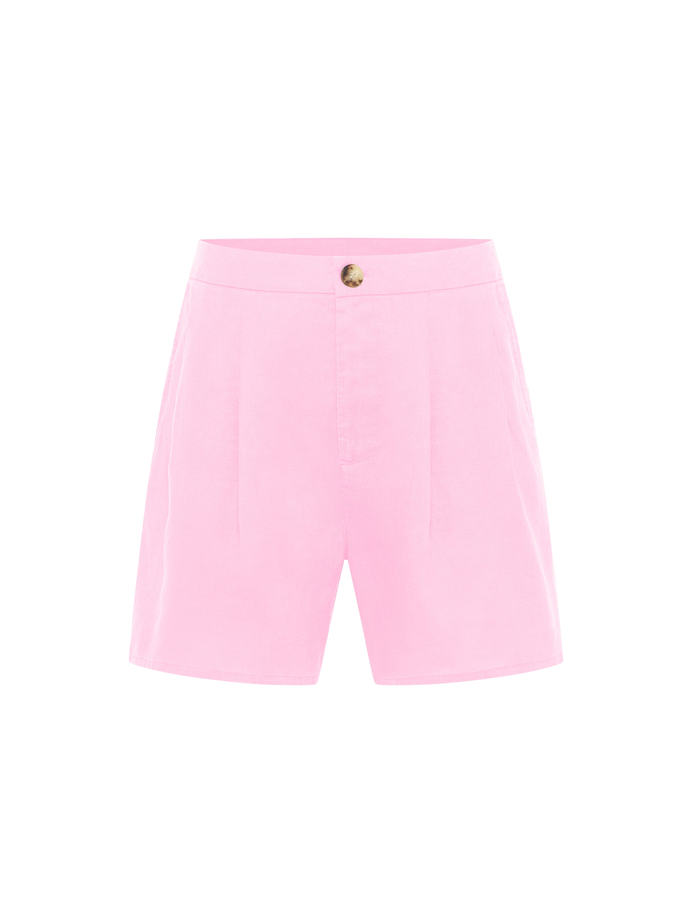 Organic Linen Shorts — Pink Orchid
