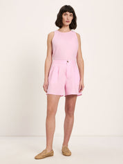 Organic Linen Shorts — Pink Orchid