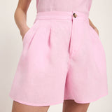 Organic Linen Shorts — Pink Orchid