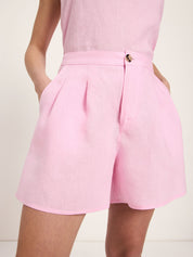 Organic Linen Shorts — Pink Orchid