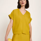 Draped V-Neck Top - Dark Kiwi
