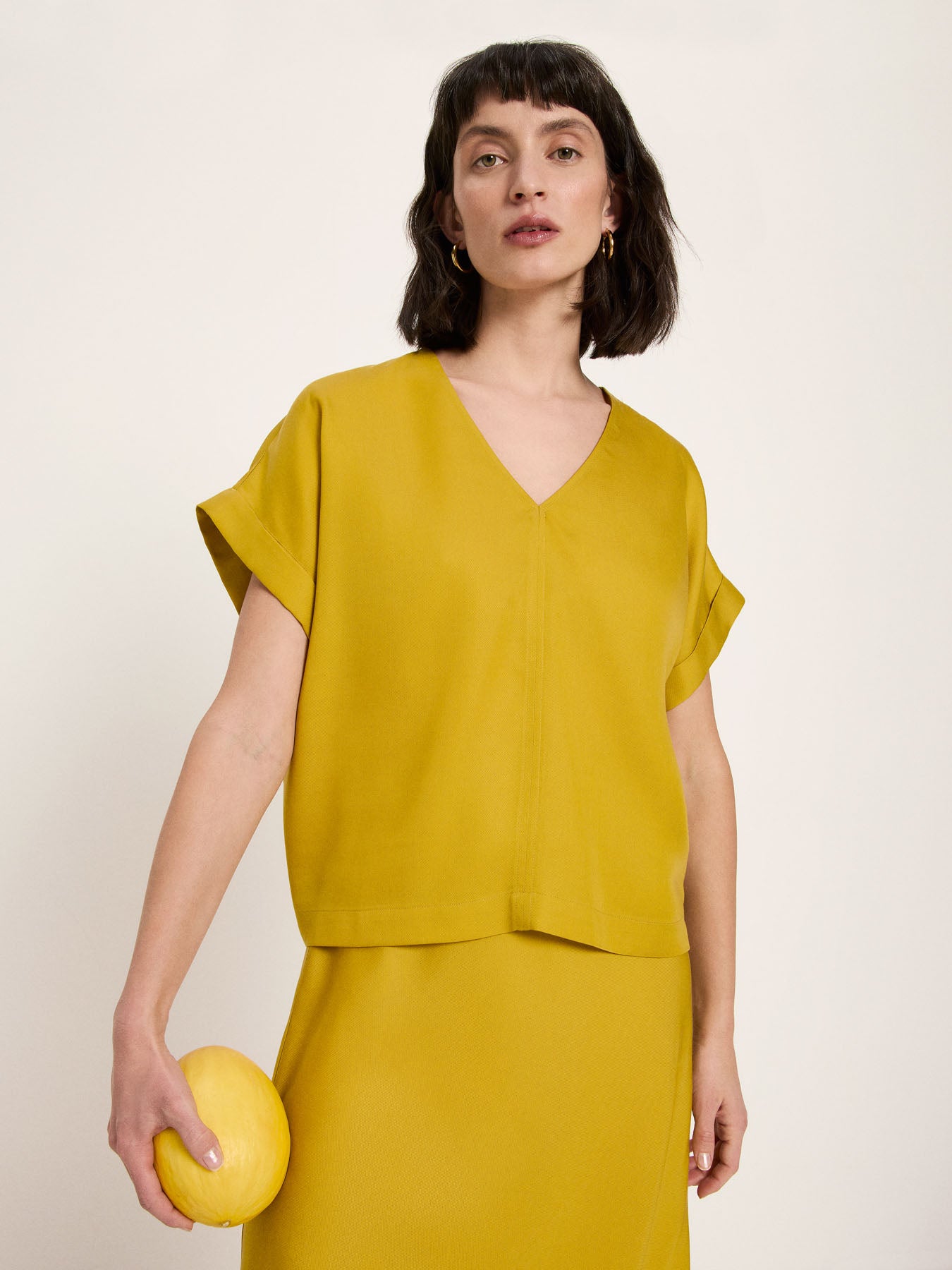Draped V-Neck Top - Dark Kiwi
