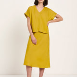 Draped V-Neck Top - Dark Kiwi