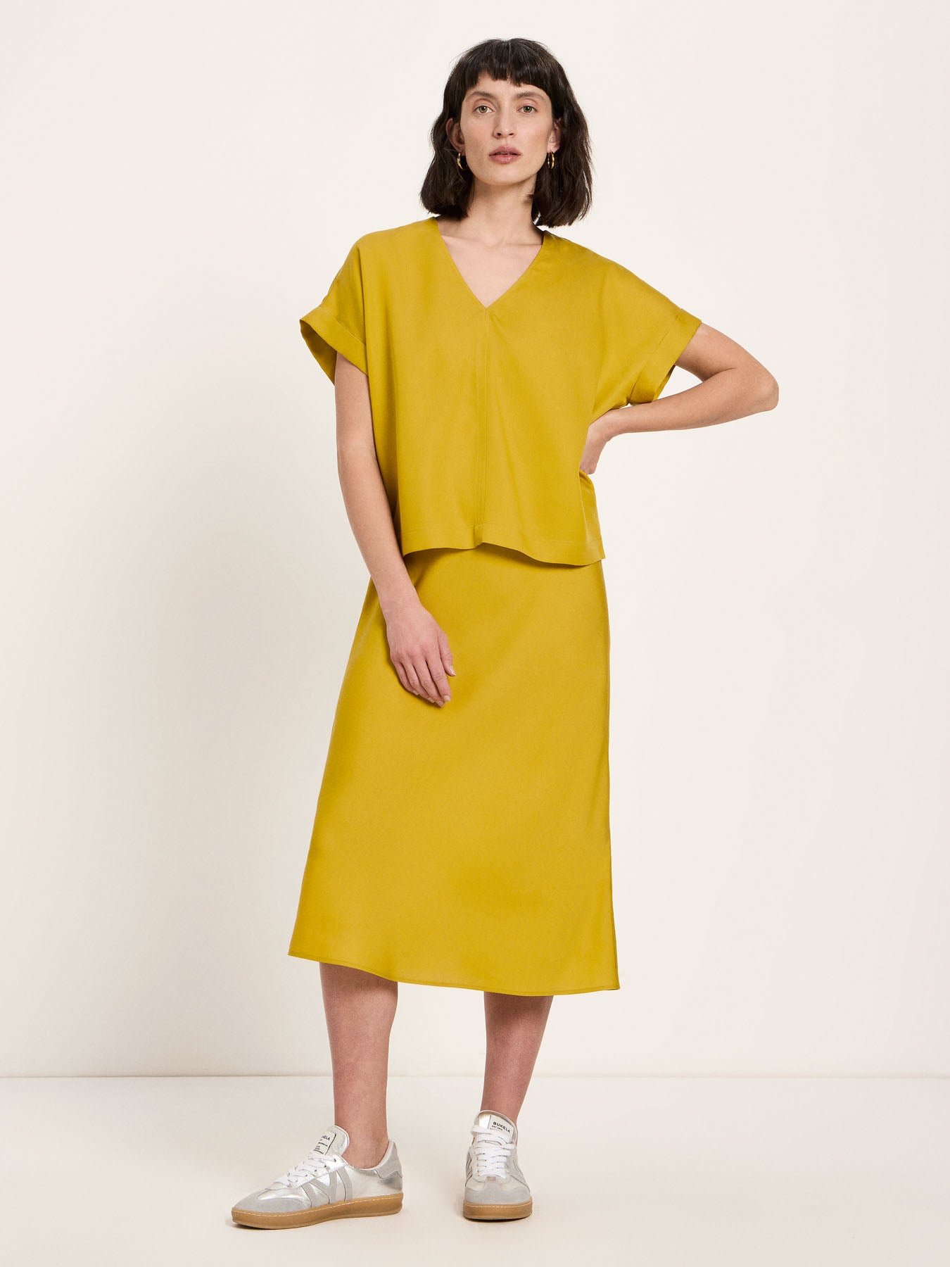 Draped V-Neck Top - Dark Kiwi