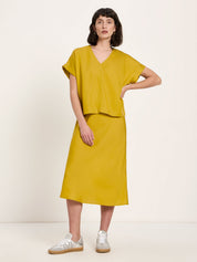 Draped V-Neck Top - Dark Kiwi