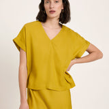 Draped V-Neck Top - Dark Kiwi