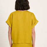 Draped V-Neck Top - Dark Kiwi