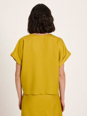 Draped V-Neck Top - Dark Kiwi