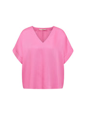 Draped V-Neck Top - Orchid Pink