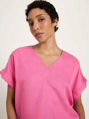 Draped V-Neck Top - Orchid Pink