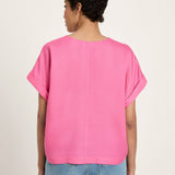 Draped V-Neck Top - Orchid Pink