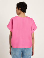 Draped V-Neck Top - Orchid Pink