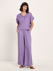 Draped V-Neck Top - Lavender