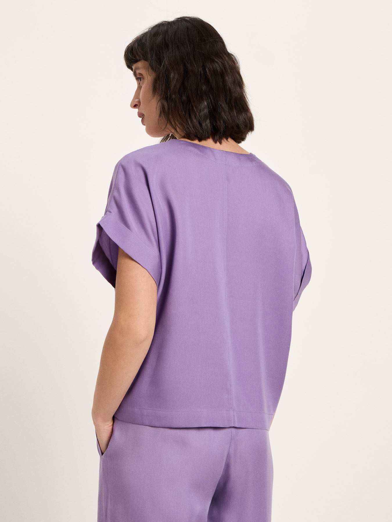 Draped V-Neck Top - Lavender