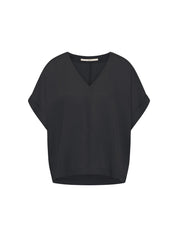 Draped V-Neck Top - Midnight Blue