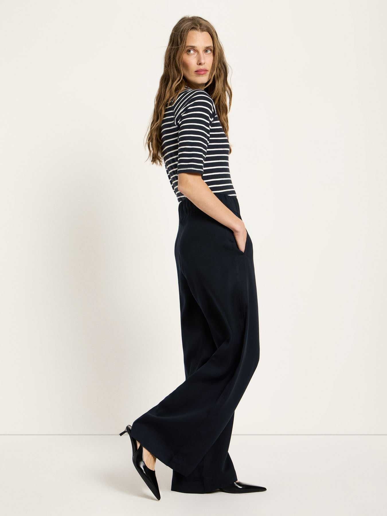 Wide-Leg Trousers - Midnight Blue